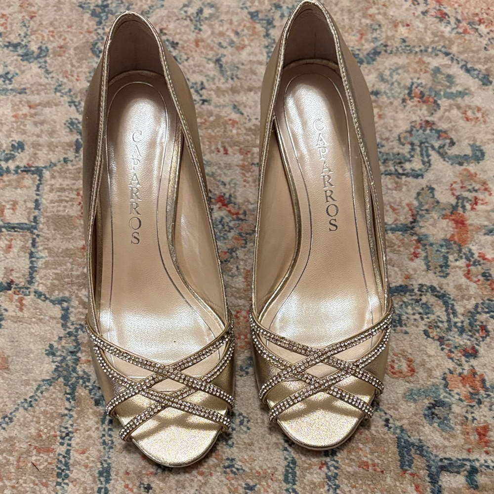 Caparros Shimmering Gold Strappy Heels